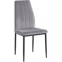 FurniTex K12-FX - Eetkamerstoel - Grijze fluwelen bekleding - Zwarte metalen poten - Gestreept patroon