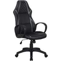 FurniTex CX-1093H - Bureaustoel - Zwart-grijs - Kunstleren bekleding - Kantelmechanisme