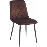 FurniTex Riviera 28 - Eetkamerstoel - Donkerbruin fluweel - Zwarte metalen poten