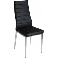 FurniTex DC2-001 - Eetkamerstoel - Zwart kunstleer - Verchroomde metalen poten