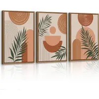 Merkloos Omgoods - 3 Stuks Boho Geometrische Lijnen Canvas Wanddecoratie