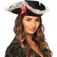 Boland Piratenhoed stacey (zwart, wit, rood en goud)
