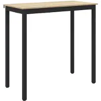 Merkloos Eettafel van Hout met Metalen Poten