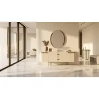 JVmoebel Elegant sideboard met spiegel, crèmekleurig design. Modern meubelset