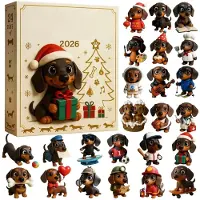Merkloos Adventskalender met 24 Dachshund Figuren voor Kerst