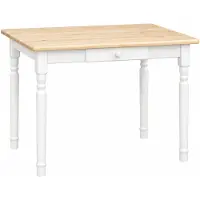 Merkloos Eettafel van Massief Grenenhout met Lade