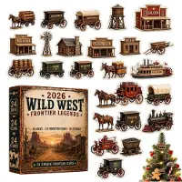 Merkloos Vintage 2D Acryl Kerst Advent Kalender met 24 Miniatuur Beeldjes