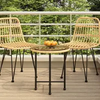Merkloos Ronde Eettafel van Tempered Glass en Staal voor Tuin en Patio