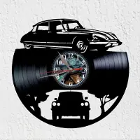Merkloos Omgoods - Wandklok Franse Auto Vinyl Wanddecoratie
