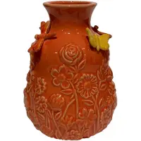 Mansion Atmosphere Vaas Met Vlinders Kaneel-bruin 14xH18cm Oranje oranje Keramiek Mansion