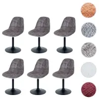 Mendler Set van 6 eetkamerstoelen HWC-A60, keukenstoel, draaistoel, staal, gecertificeerd, stof/textiel chenille (465g/m²), bruin