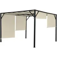 Mendler Pergola Baia, tuinpaviljoen, terrasoverkapping, stevig stalen frame van 6 cm + schuifdak 4x3 meter