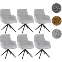 Mendler Set van 6 eetkamerstoelen HWC-Q36, draaibare keukenstoel met automatische terugdraaimechanisme, bekleding: chenille (680g/m²), metalen frame, kleur: lichtgrijs