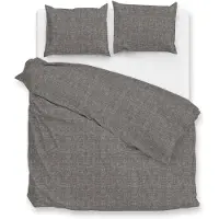 Zo! Home Zohome Dekbedovertrek Flanella di Lino Dark Grey - 100% Brushed-Cotton - 200 x 200/220 cm