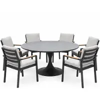 AVH-Collectie Flair Lola dining tuinset 158xH75 cm 7 delig antraciet keramiek