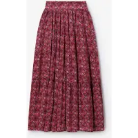 Sissy-Boy Donkerrode satijnen rok met bloemenprint | Maat: L
