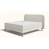 Emma Original Elite Boxspring Bed 200x200 - Mint - Strepen Hoofdbord - Zwart metaal Pootjes