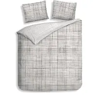 Heckett & Lane Heckettlane Dekbedovertrek Helgi - Bedlinnen met Strepen print - 240x200-220 cm - Lits-Jumeaux - Grijs - Dekbedovertrek van 100% Katoen-Twill