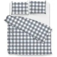 Zohome Dekbedovertrek Quattro-di-Lino - Bedlinnen met Ruiten - 240x200-220 cm - Blauw - Dekbedhoes van 100% Katoen
