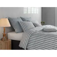 Zohome Dekbedovertrek Banda-di-Lino - Bedlinnen met Strepen - 240x200-220 cm - Blauw - Dekbedhoes van 100% Katoen