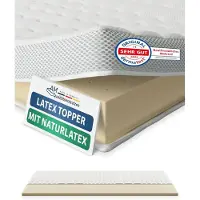 AM Qualitätsmatratzen Premium Latex Topper 140x210 cm met SG 65 - Hoogwaardige Tencel tijk - Antislipfunctie - Omringende klimaatband - Kwaliteit made in Germany - Latex Topper 140 x 210