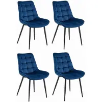 Leobert Chaise - - Bera - Fluwelen bekleding, marineblauw/Zwarte poten - 54 x 60 x 88 cm - Set van 4