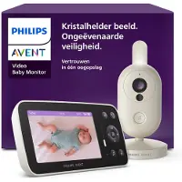 Philips AVENT Video babyfoon – Tot 48 uur batterijduur - Nachtzicht en Witte Ruis - DEKRA-gecertificeerd - Zonder wifi - SCD861/26