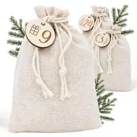 Dripio Adventskalender om zelf te vullen, met 24 jute zakjes en houten ophangers