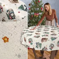 ANRO Tafelkleed Kerstman Meerkleurig Rond Ø100cm Rechte rand Afwasbaar Waterafstotend Binnen & Buiten