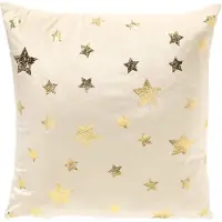 Textino kerstkussen STARRY-SKY - sierkussen 45x45 cm - fluweel - sterren - wit, goud - inclusief binnenkussen