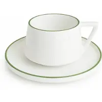 DUKA DUVE Porseleinen Kop en Schotel 250ml met Groene Rand