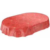 ANRO Tafelkleed Kerst Sneeuwvlokken Rood Ovaal 220x140cm Rechte rand Afwasbaar Waterafstotend