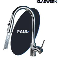 KLARWERK Pavel | Premium, glanzende, verchroomde, uitschuifbare kraan voor lage druk | Mengkraan - 360 graden draaibaar | Boiler met 3 aansluitingen