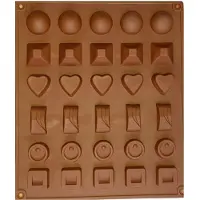 Eurobatt Siliconen Chocoladevorm - Mix van 6 Patronen voor Bonbons