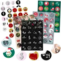 Famanu – Adventskalender cijferstickers, set van 6 x 24, zelfklevend met kerstpatronen