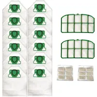 Dripio Stofzuigerzakken voor Kobold VK200 VK220, 12 stuks + 2 HEPA-filters