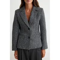 Trendyol TRENDYOLMİLLA Dames Grijs Gestructureerd Lang Getailleerd Blazers