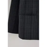 Trendyol Dames Grijs Geruit Lang, Getailleerd Grote maten Blazers
