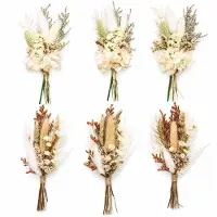 Famanu – Mini droogbloemen boeket set met pampasgras en stoffen bloemen voor decoratie