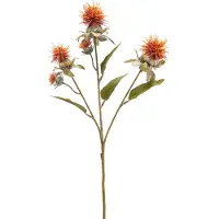 Easyplants | Kunstbloem Saffloer 57 cm oud oranje | Zijde | Nepbloemen | oranje | Onderhoudsvrij | Kant-en-klaar