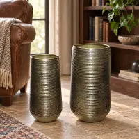 Hoppa! - Vazenset - Hoge met reliëf, 2-delig - Goud - 29 x 29 x 51 cm (B x D x H)