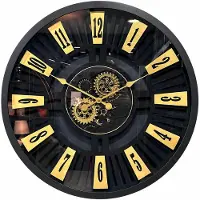 AEA Wandklok, wereldkaart, steampunk, metaal, glas, tandwielen, vintage, decoratie, loft-stijl