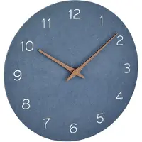 TFA-Dostmann 60.3054.06 - Wandklok - Analoog - Rustig loopwerk - Houtlook - Hout - MDF - Duif Blauw - Bruin - 30 cm ø