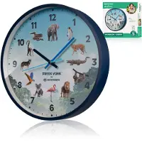 Freek Vonk - Wandklok voor Kinderen - Met leuke dierenprint - Stil Uurwerk - Diameter 25cm
