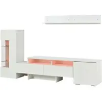 MODFU TV Meubel - 3-Delig Met LED - Hoogglans - Wit - Spaanplaat Acryl Glas