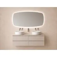 Wiesbaden Lumora Spiegel 160cm Afgeronde Hoeken LED Met Spiegelverwarming - Glas - Afgeronde Hoeken - Spiegels, Badkamerspiegels - 8721214114537