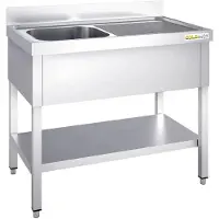 GOLDINOX RVS spoelbak 1400x700mm met 1 spoelbak aan de linkerkant en een afdruiprek aan de rechterkant, PREMIUM -