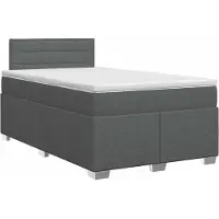 vidaXL Boxspringbed met matras, donkergrijs, 120 x 200 cm, met stoffen bekleding