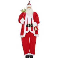 HOMCOM Kerstman Kerstdecoratie Staal, Polyester 55L x 45B x 160H cm Rood