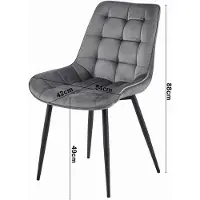 Leobert Set van 3 eetkamerstoelen BERA - Blauw fluweel - Zwarte metalen poten - Luxe design